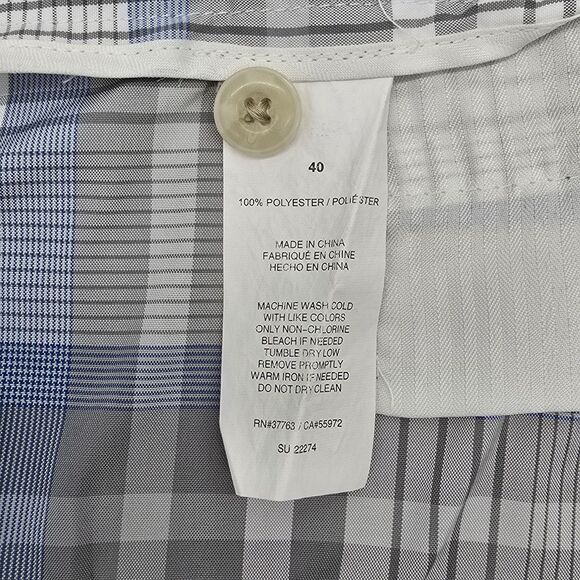 PGA Tour Golf Shorts Men's 40 Blue Gray White Plaid Flat Front 8" Inseam - Picture 5 of 6